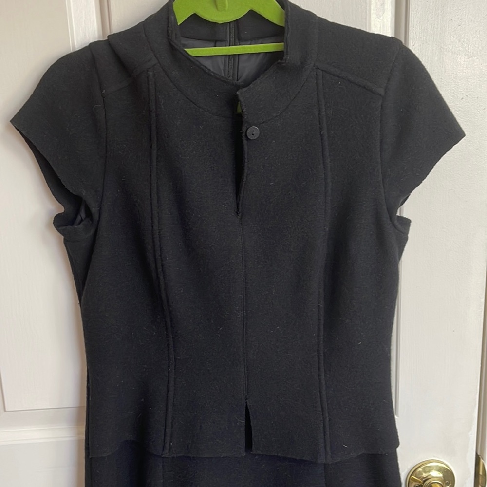 VINTAGE MATHILDE PARIS WOOL BLACK MIDI DRESS SZ 40